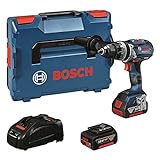 Bosch Professional 18V System GSB 18V-110 C - Taladro percutor a batería (110 Nm, 2100 rpm, módulo Connectivity, 1 batería 5.0 Ah, 1 batería 3.0...